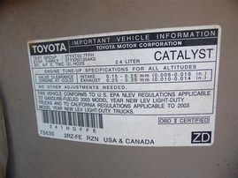 2003 Toyota Tacoma Gold Standard Cab 2.4L MT 2WD #Z22754